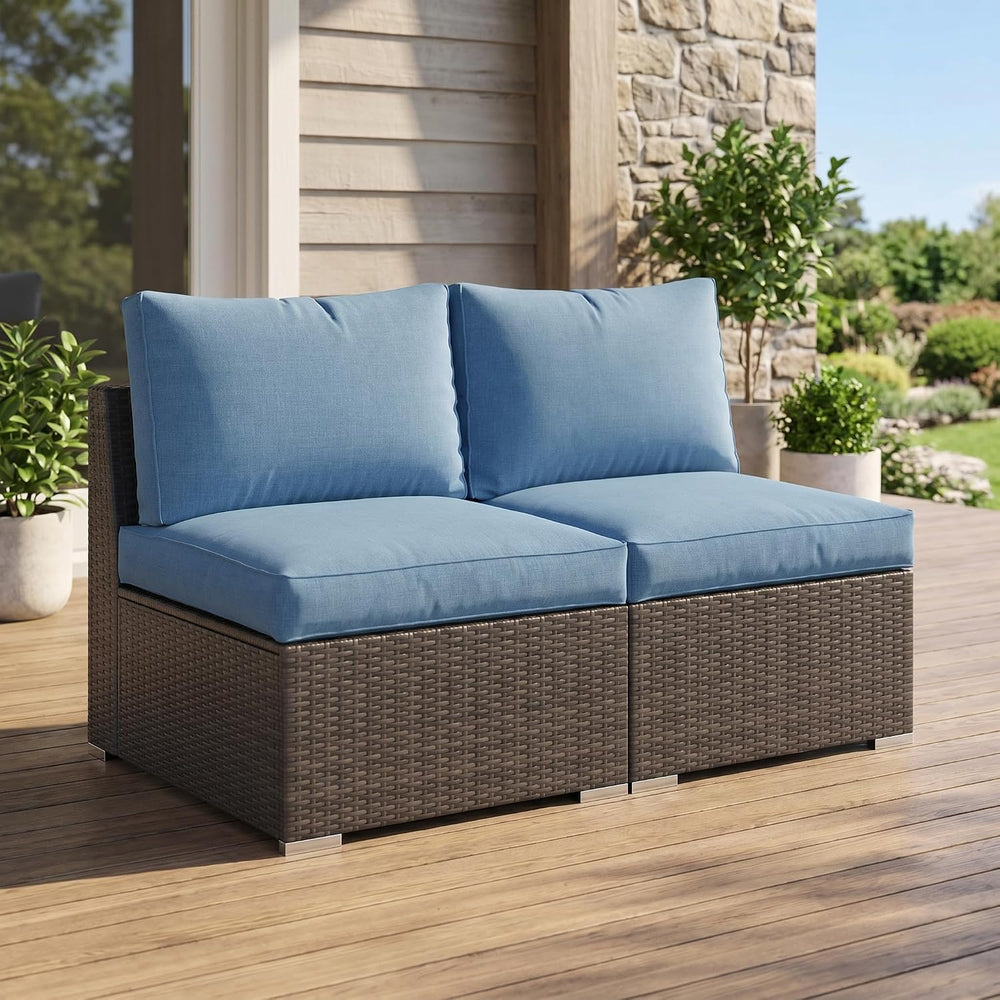 Wisteria Lane Patio Furniture Set, 2 Pieces Armless Wicker Outdoor Furniture ...