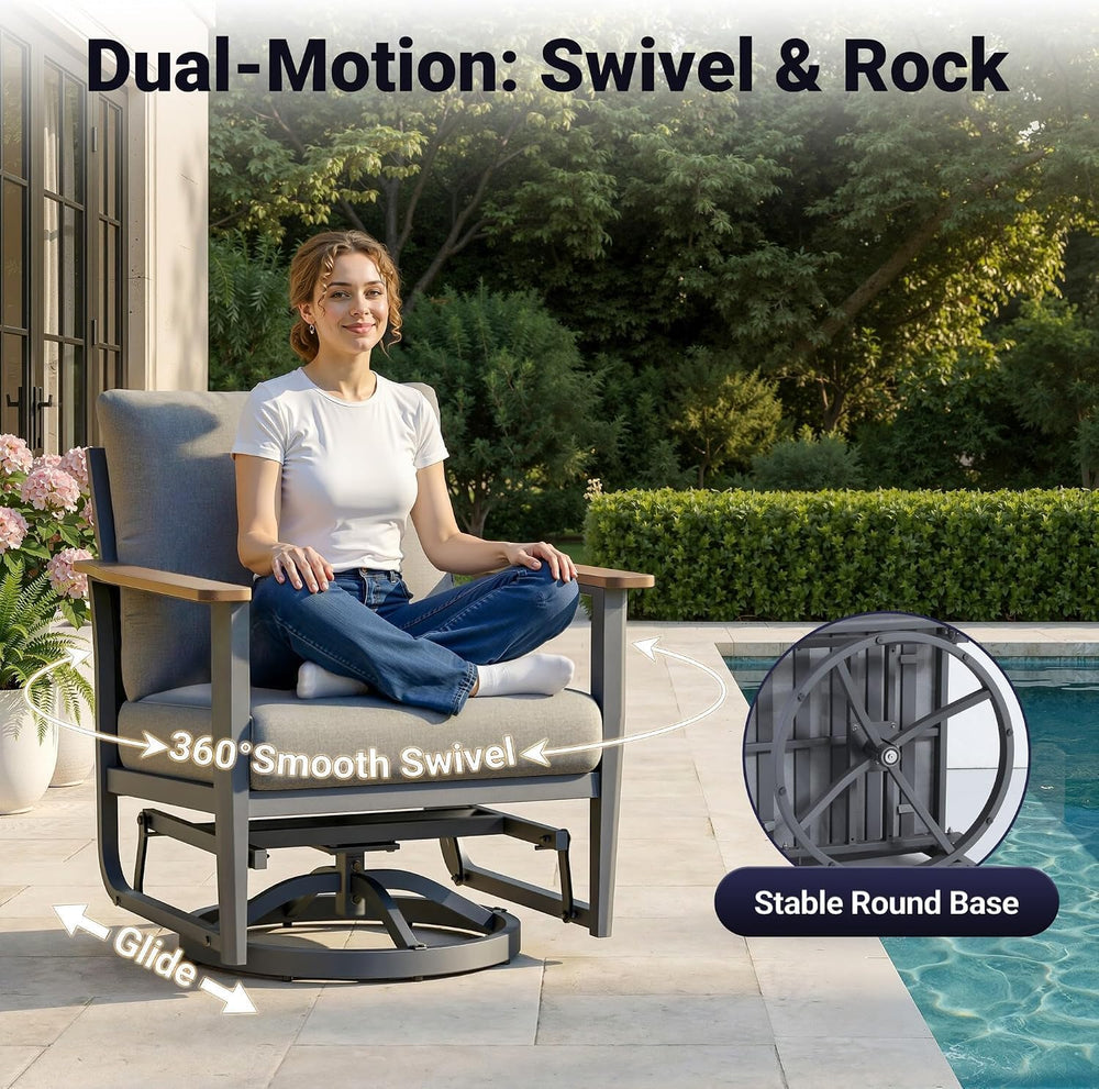 Aluminum Outdoor Patio Chair Set with 5.1-Inch Thick Cushions