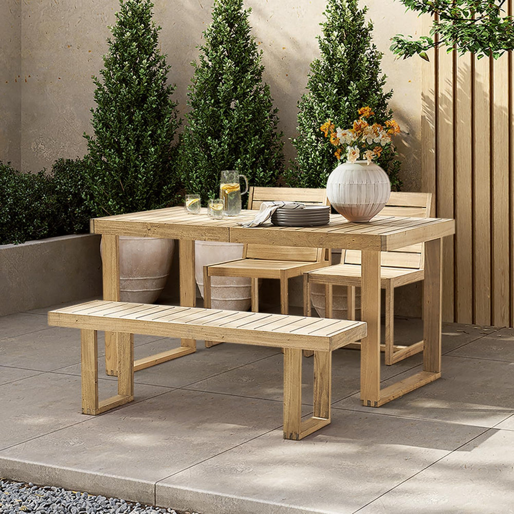 mopio Bruno Outdoor Dining Set, Solid Acacia Wood Patio Table & Chairs Se...