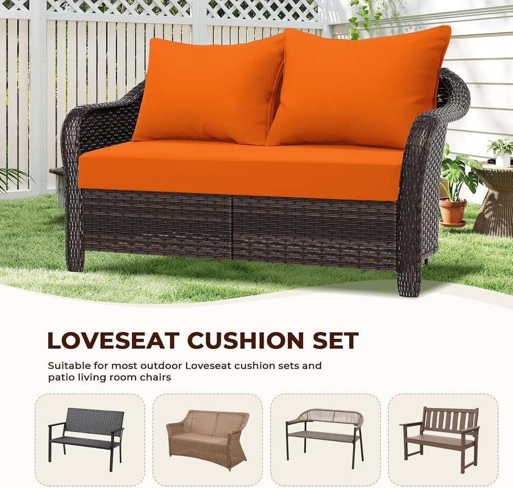 Outdoor Loveseat Cushion Set 46 x 24 inch Waterproof Oxford UV Resistant and ...