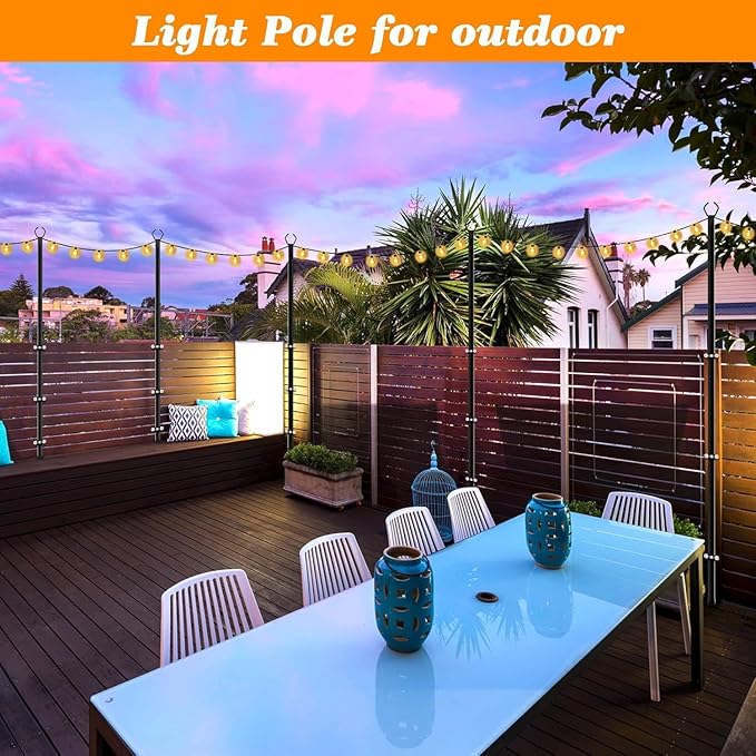 10 Pack String Light Poles,10 Ft Light Poles for Outside String Lights,Outdoo...