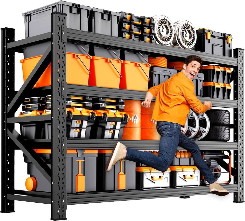 69" W Metal Storage Shelves,4 Tier Adjustable Heavy Duty Garage Shelving...