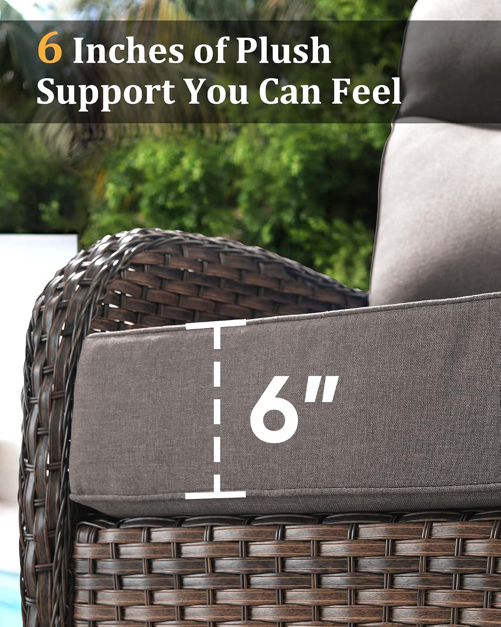 3-Piece Luxury Patio Conversation Set with 6-Inch Thick Cushions, High-Back O...