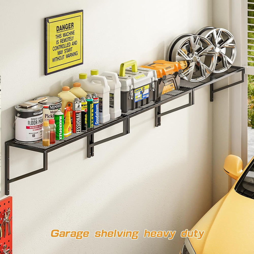 ThreeHio 3 Pack Garage Wall Shelving, Heavy Duty Garage Shelves Wall Mount, H...