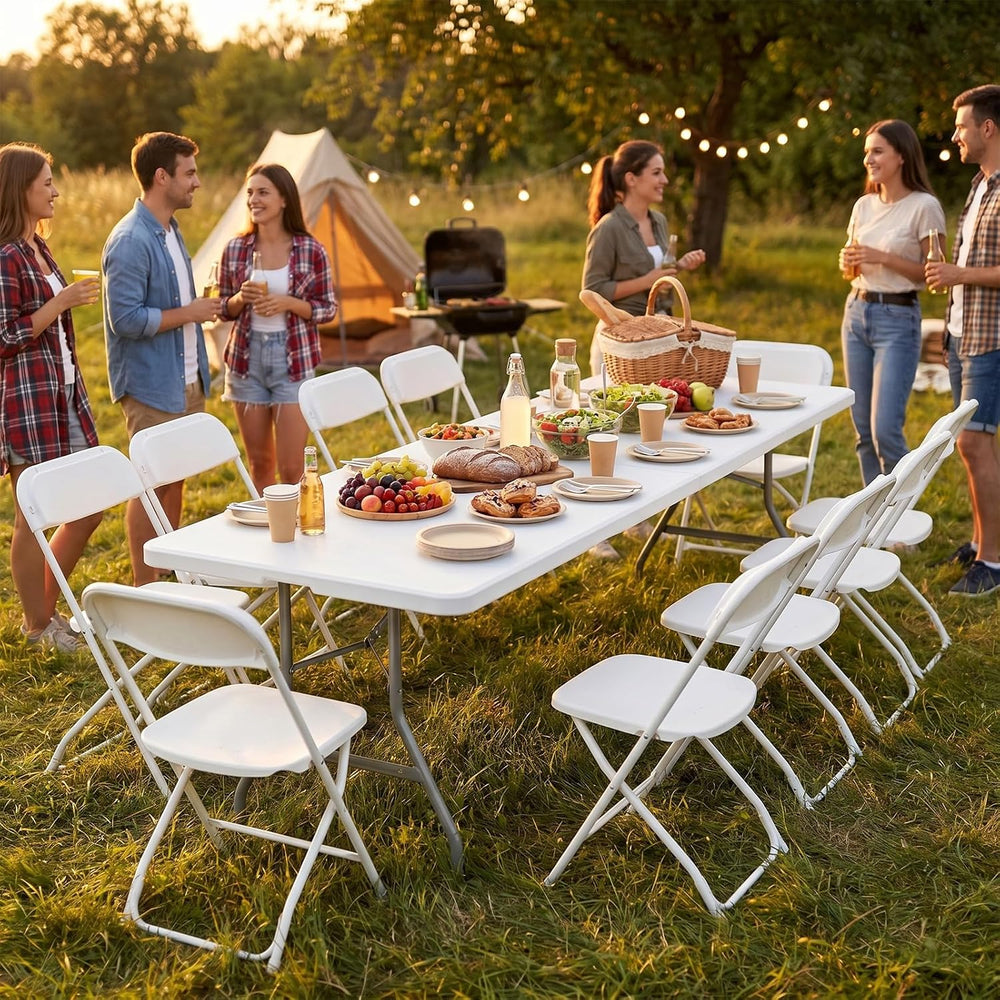 NEWBULIG 8 FT Foldable Table, Heavy Duty Folding Table Easy to Fold Store