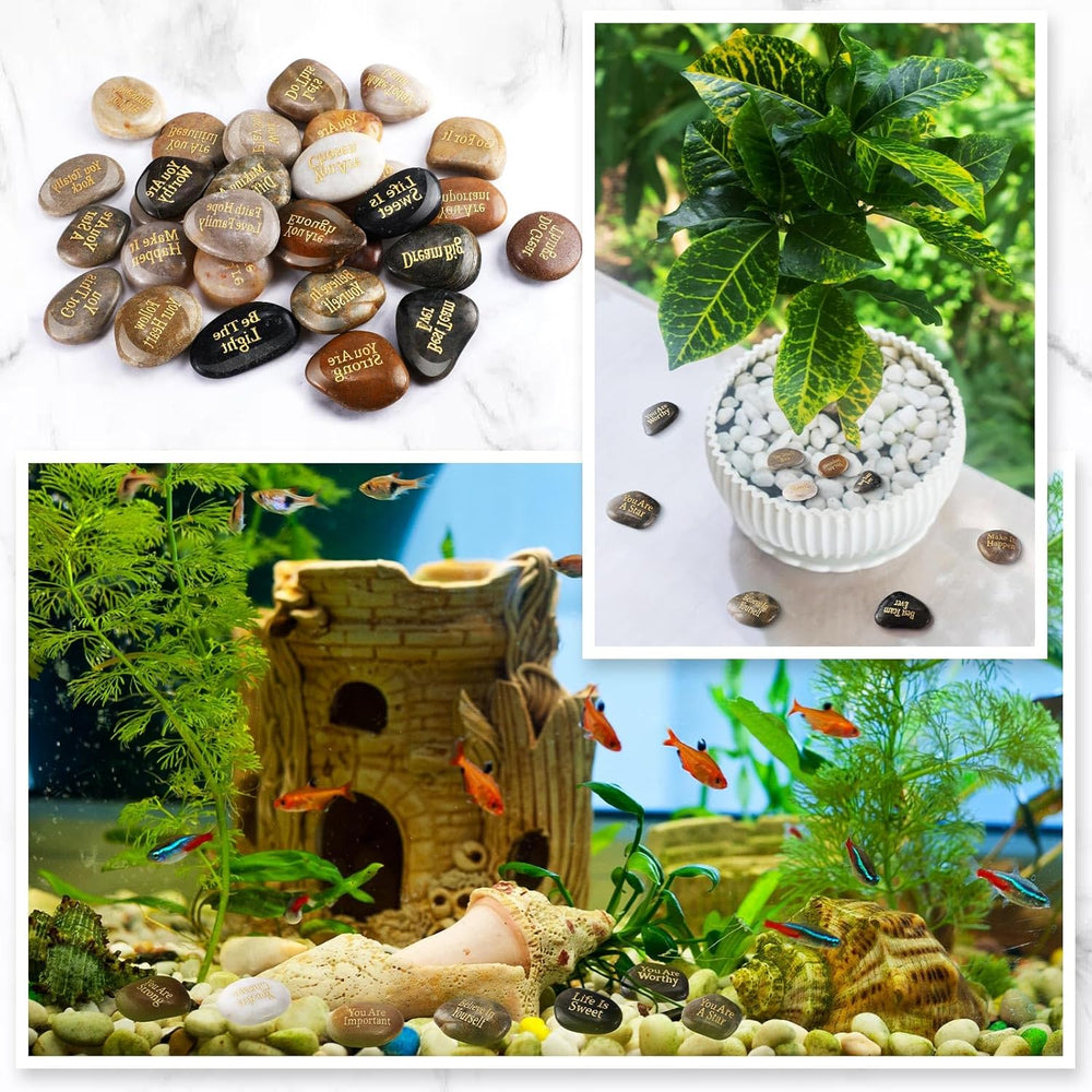 30 Pcs Inspirational Stones Encouragement Words Engraved Rocks | Bulk Garden ...