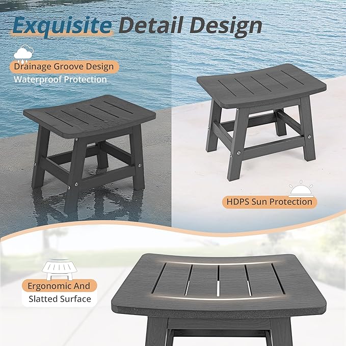 LUE BONA Outdoor Adirondack Ottomans, Footrest Footstool Set of 2, Outdoor Fo...