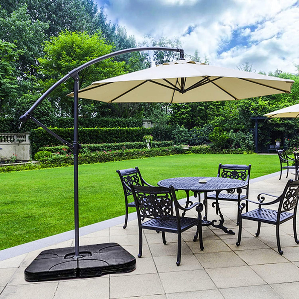 KANAGAWA 4PCS Square Offset Umbrella Base Heavy Duty Plastic Cantilever Patio...