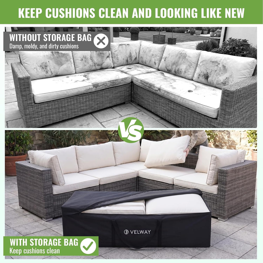 Outdoor Cushion Storage Bag Water-Resistant 420D Oxford with Taped Zipper