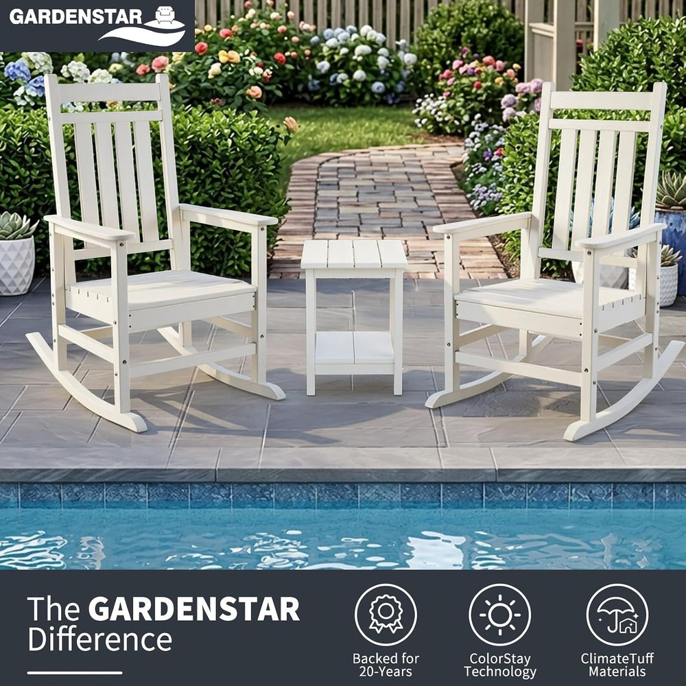 GARDENSTAR Oversized Outdoor Rocking Chair, All-Weather HDPE Patio Rocker for...