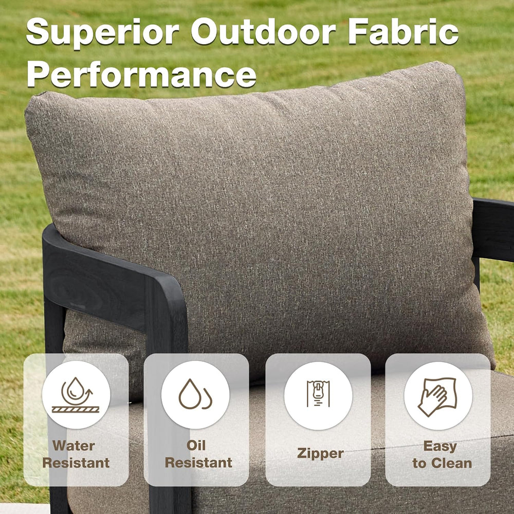 Outdoor Patio Chairs Set of 2 with 6 Inch Cushions,Coffee