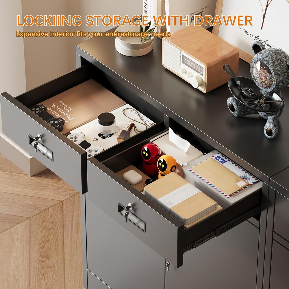 36" H Metal Storage Cabinet, Locking Storage Cabinet, Garage Storage Cab...