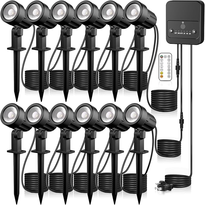 LED Landscape Lighting Kit Landscaping Lights with Remote Control Dimmable IP...