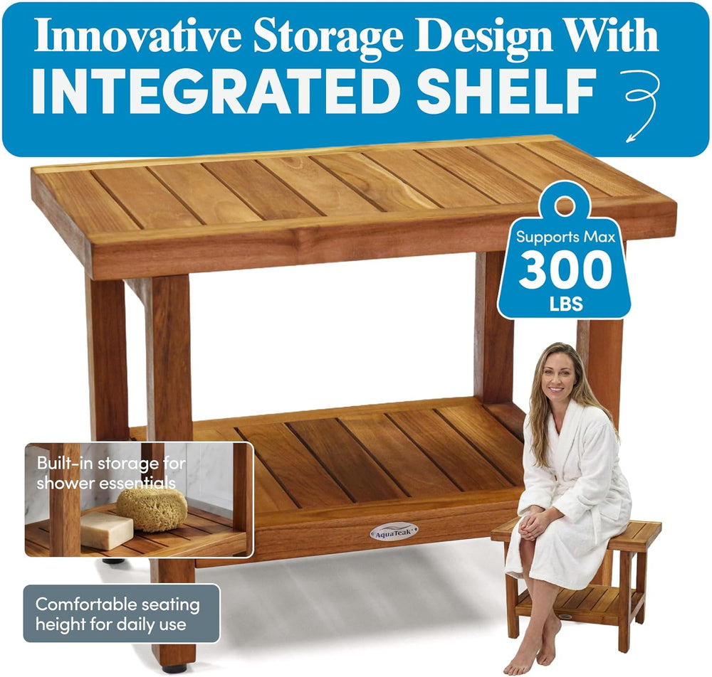 AquaTeak Spa 24" Teak Shower Bench