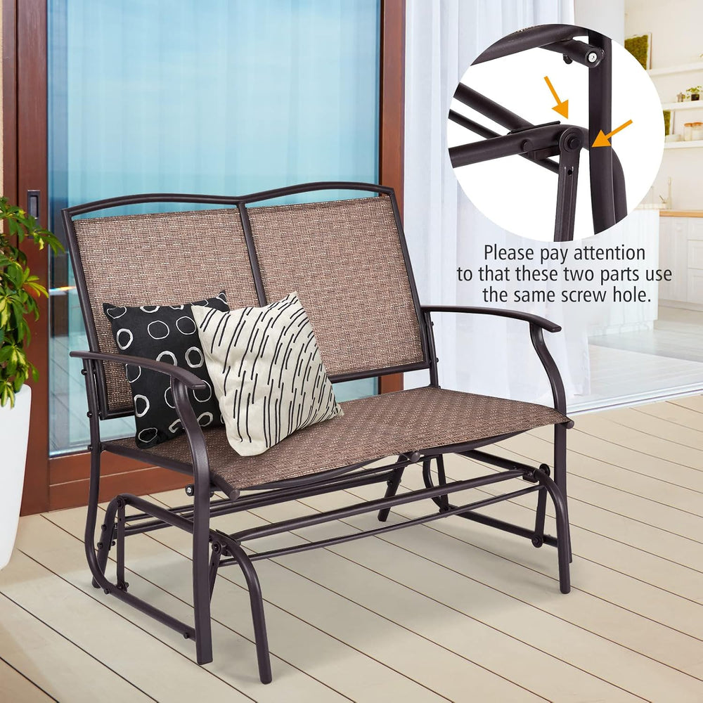 DORTALA 2 Person Patio Glider Chair Bench with Sturdy Metal Frame