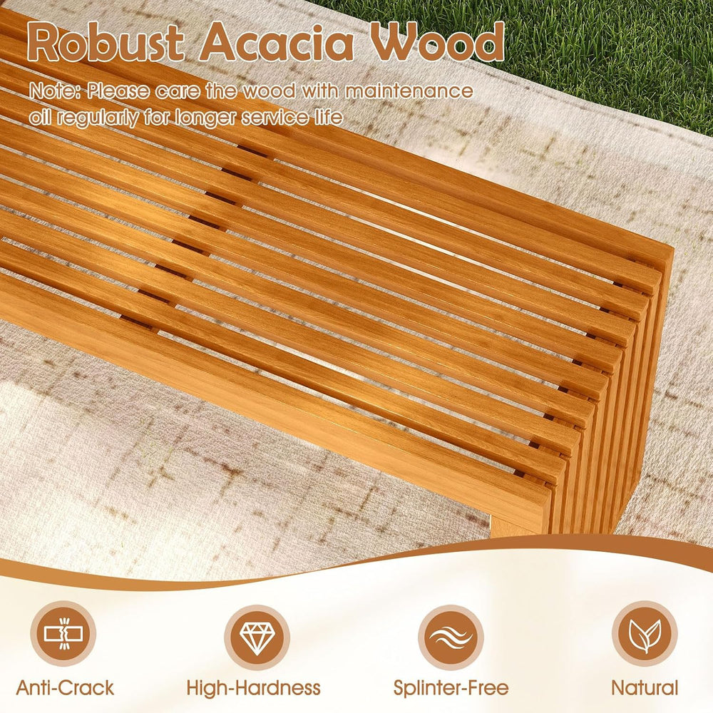 Tangkula Acacia Wood Outdoor Bench, 36”Garden Bench for 2 Person, 2 Pack