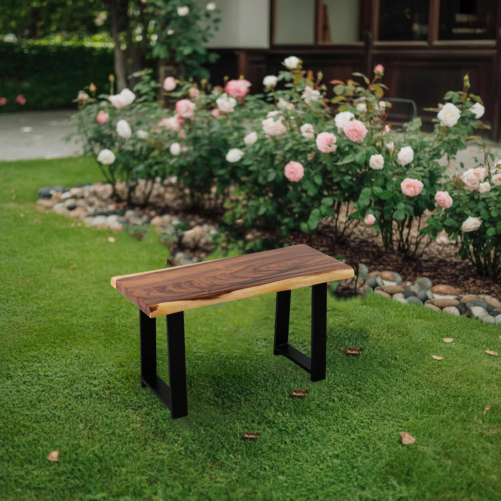 Rustic Live Edge Natural Solid Wood Bench 32" x 14" x 17" Height