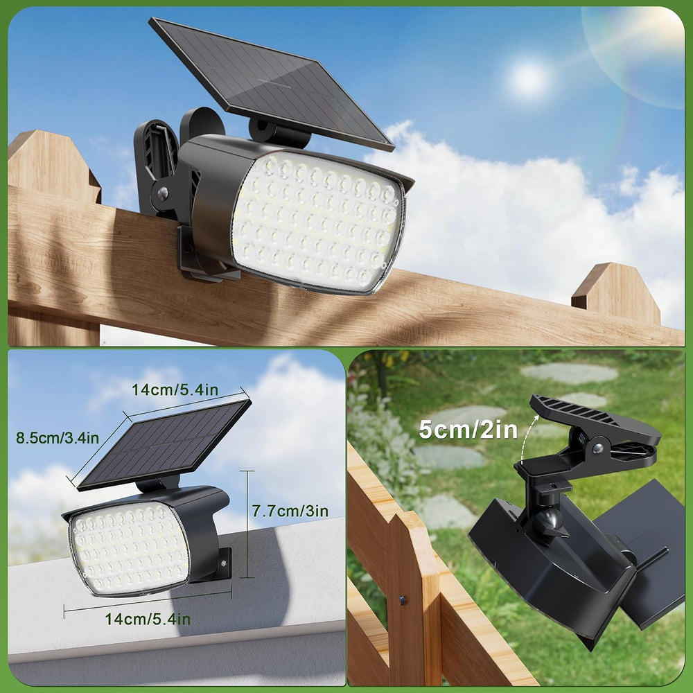 Clip On Solar Lights Outdoor, 120° Adjustable, 3-Mode Solar Fence Lights