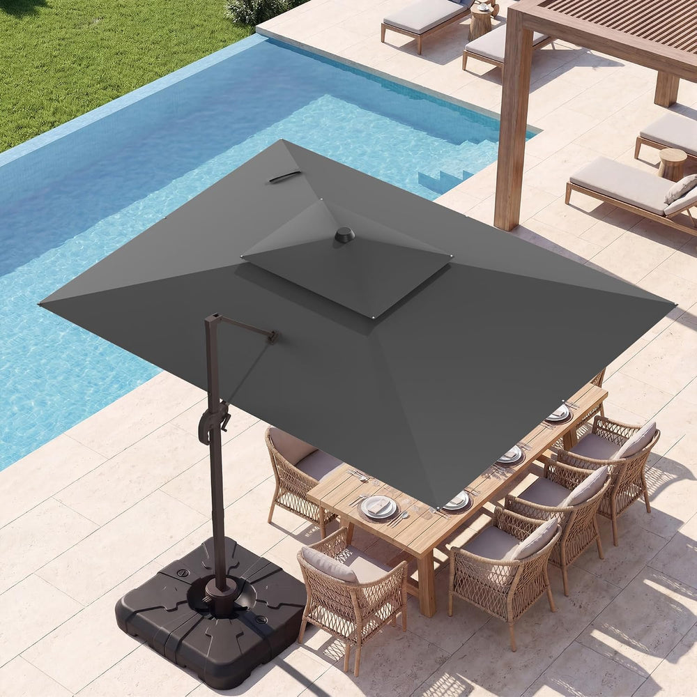 9x12' Cantilever Patio Umbrella with Base for Outdoor, Grey