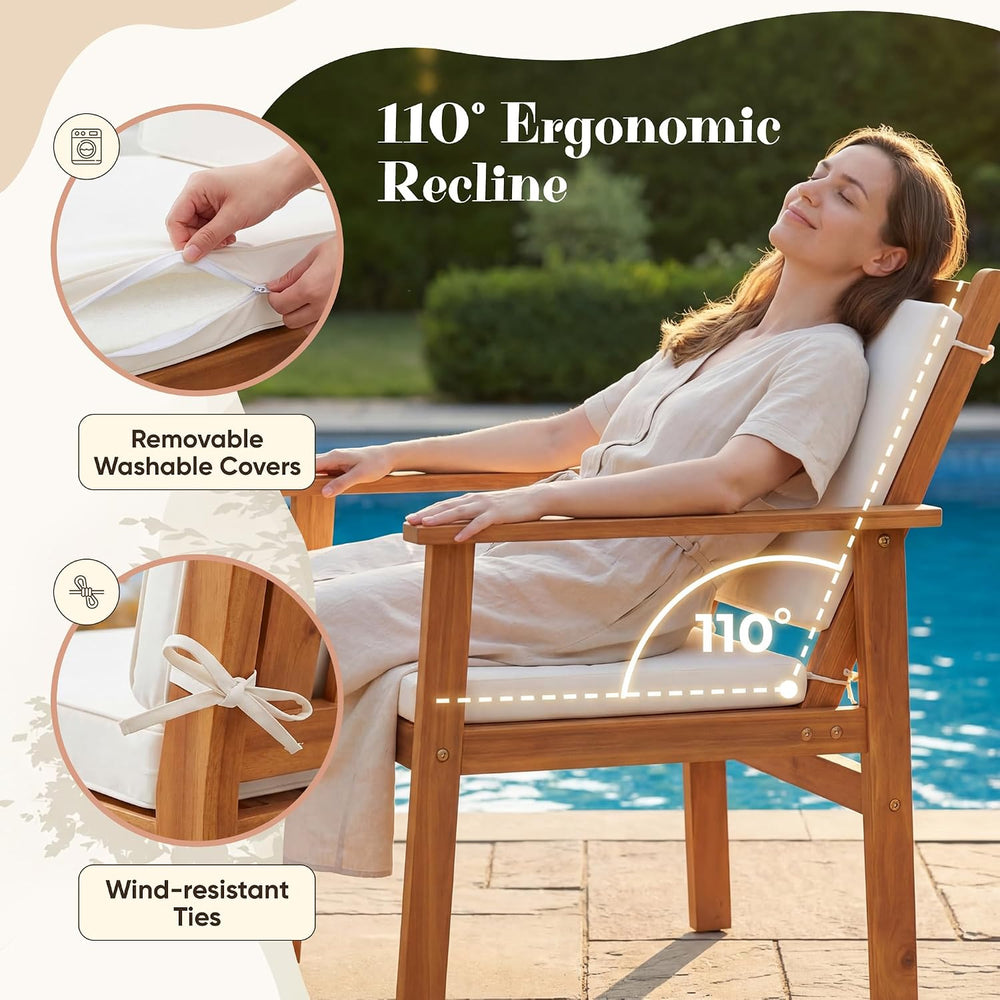 Devoko Patio Set 8 Pieces Acacia Wood Outdoor Furniture (Natural)
