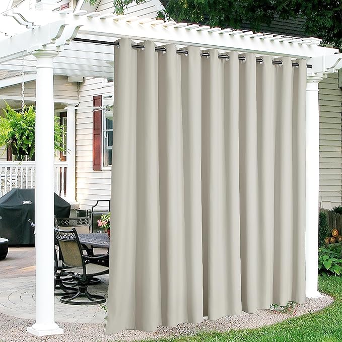RYB HOME Extra Wide Outdoor Curtains for Patio Waterproof Heavy Duty Thermal ...