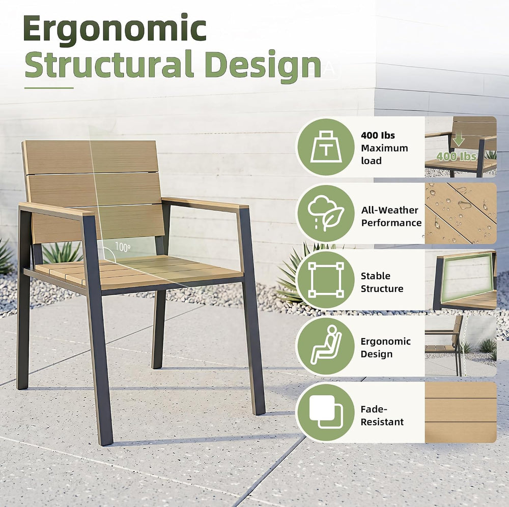 Outdoor Table and Chairs for 6 Aluminum Patio Dining Set with Umbrella Hole
