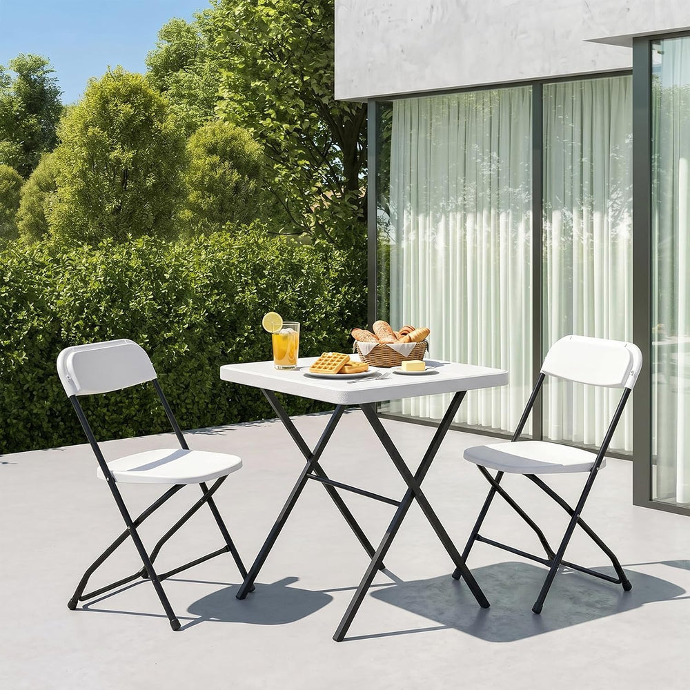 Folding Table Set with 2 Pack Folding Chairs, No Assembly Portable Event Tabl...