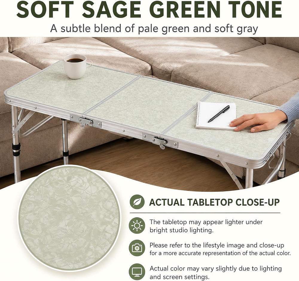 Folding Camping Table,35"L x16"W Aluminum Camp Table with Adjustabl...