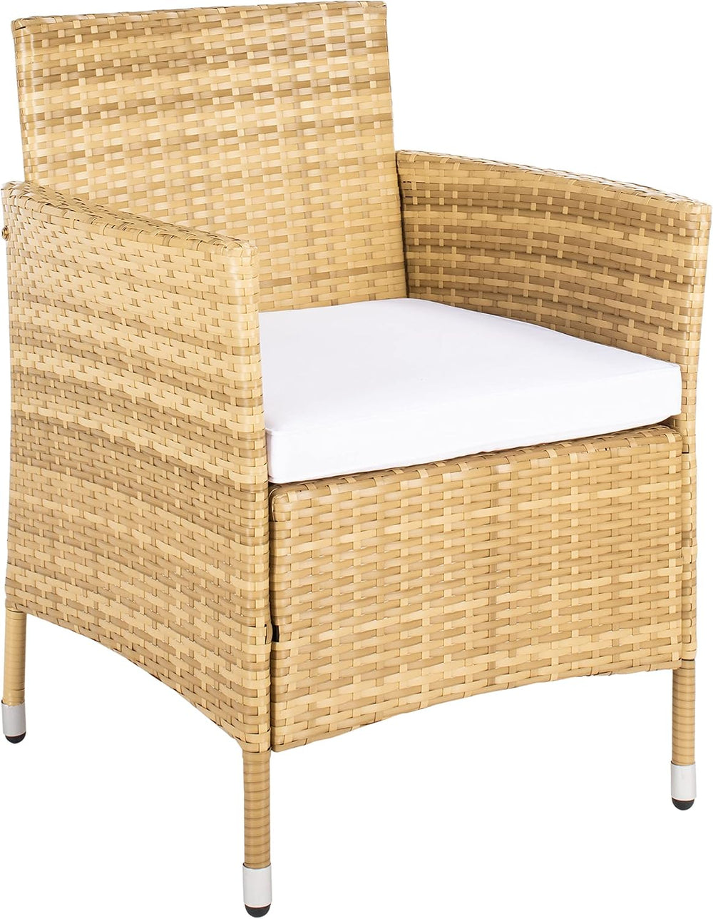 SAFAVIEH Outdoor Collection Bandele Natural/White Cushion 4-Piece Conversatio...