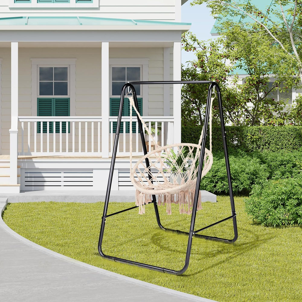 Outdoor Hammock Chair Stand, Heavy Duty A-Frame Metal Swing Stand with Powder...