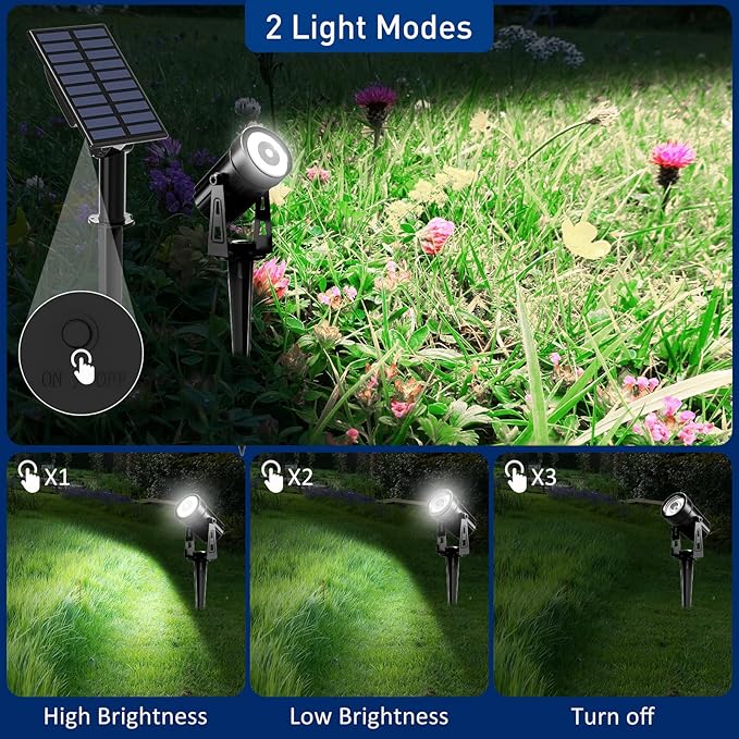 T-SUNUS Solar Spot Lights Outdoor White Christmas 4 Pack IP65 Waterproof Land...