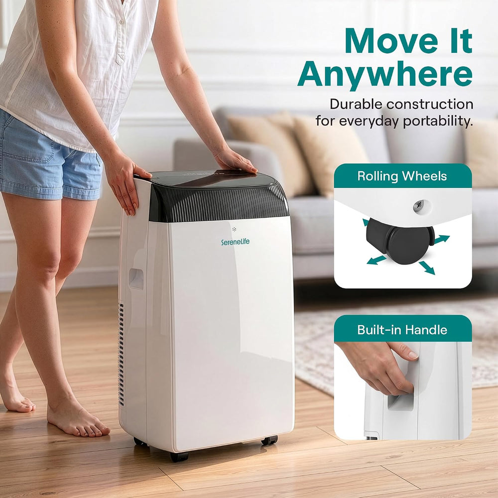 SereneLife 14,000 BTU Portable Air Conditioner with Dehumidifier, Heat, &...