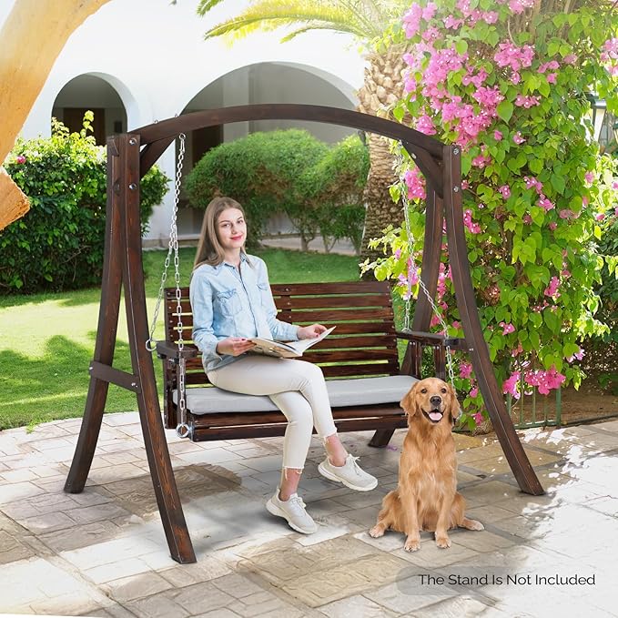 VINGLI Outdoor 4 FT Porch Swing, Heavy Duty 880 LBS Wooden Patio Swings with ...