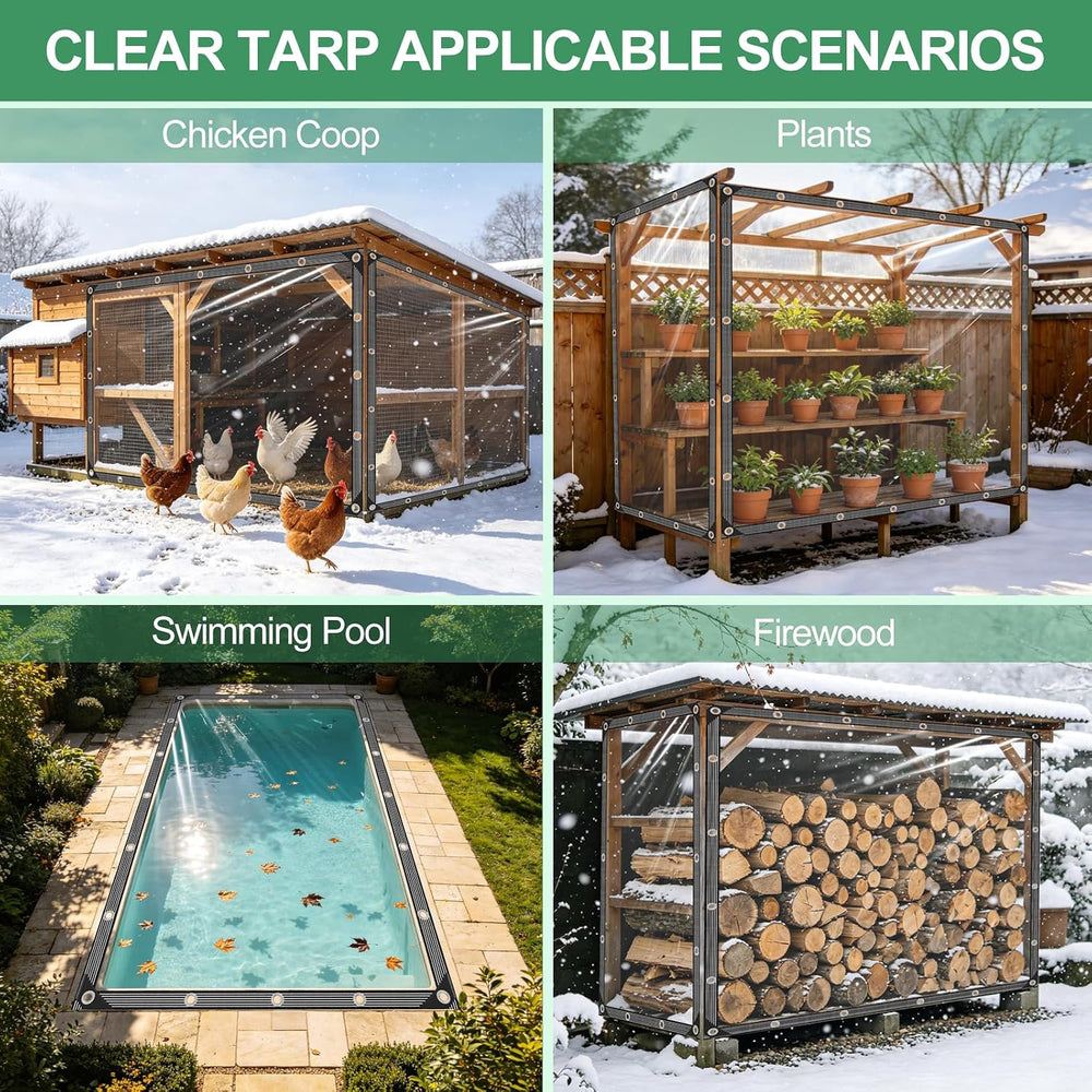 Clear Tarp 6x10ft Heavy Duty Waterproof Clear Tarps 14Mil Thickened PVC