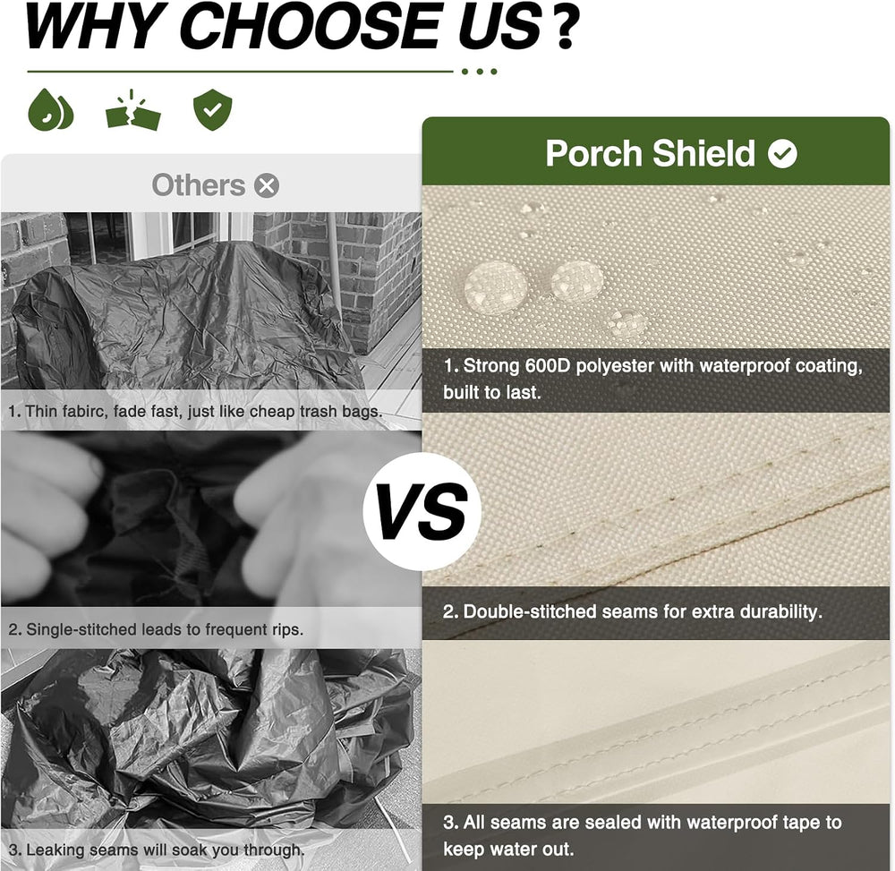 Porch Shield Waterproof Outdoor Sofa Cover 86W x 38D x 35H inch, Beige