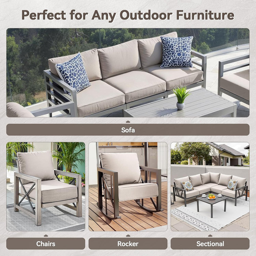6" Thick Outdoor Cushions 22x24x6, 2-Set Deep Seat Patio Cushions with R...