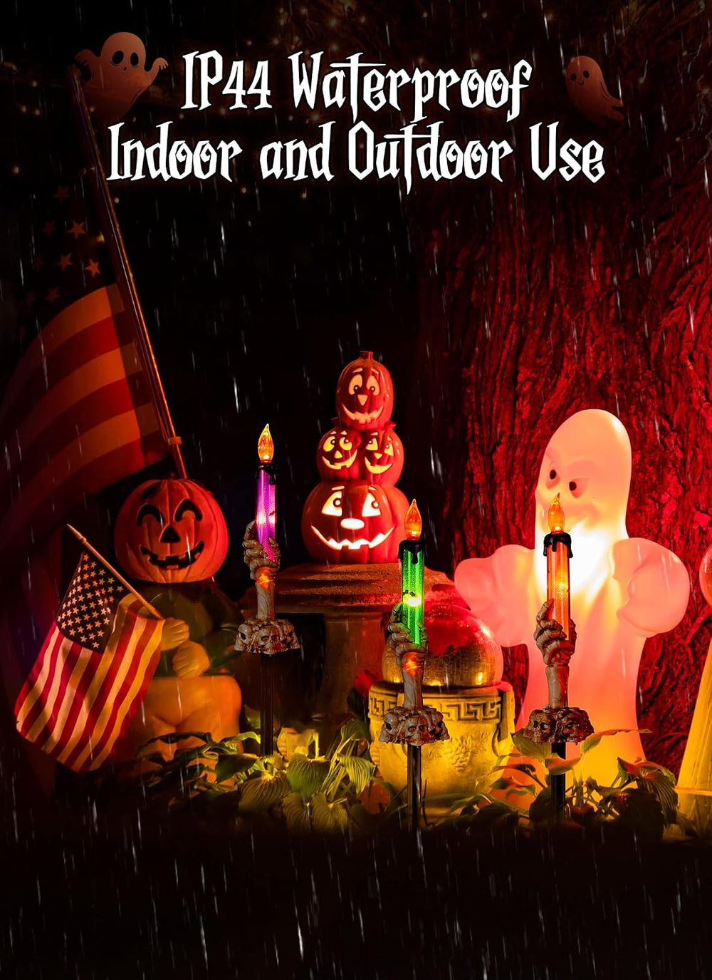 Halloween Decorations, 2 x 6 Pack Skeleton Hands Hold Lighted Candle Stakes, ...