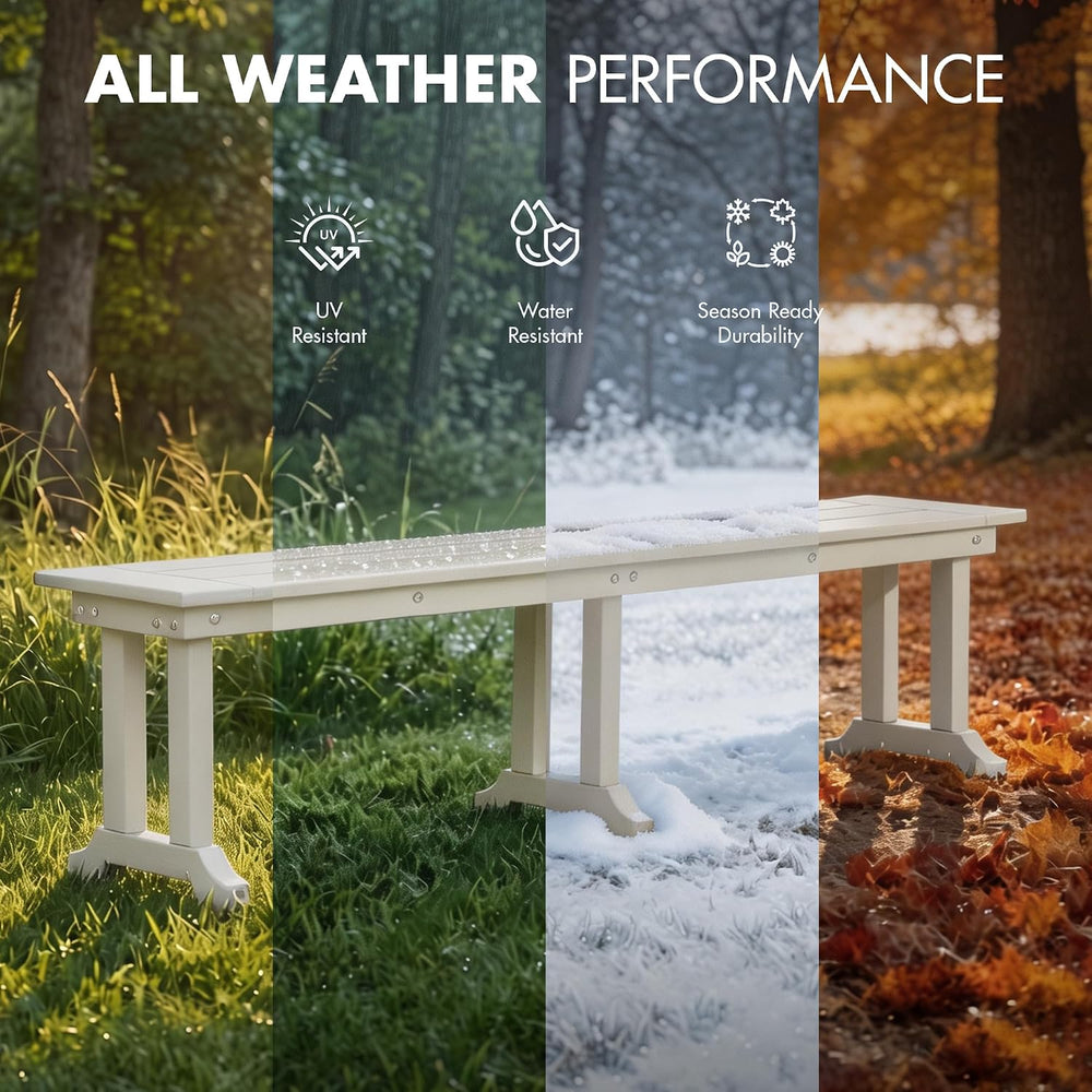 WO HOME FURNITURE 65" HDPE Outdoor Bench, 660 lbs Capacity, Sand