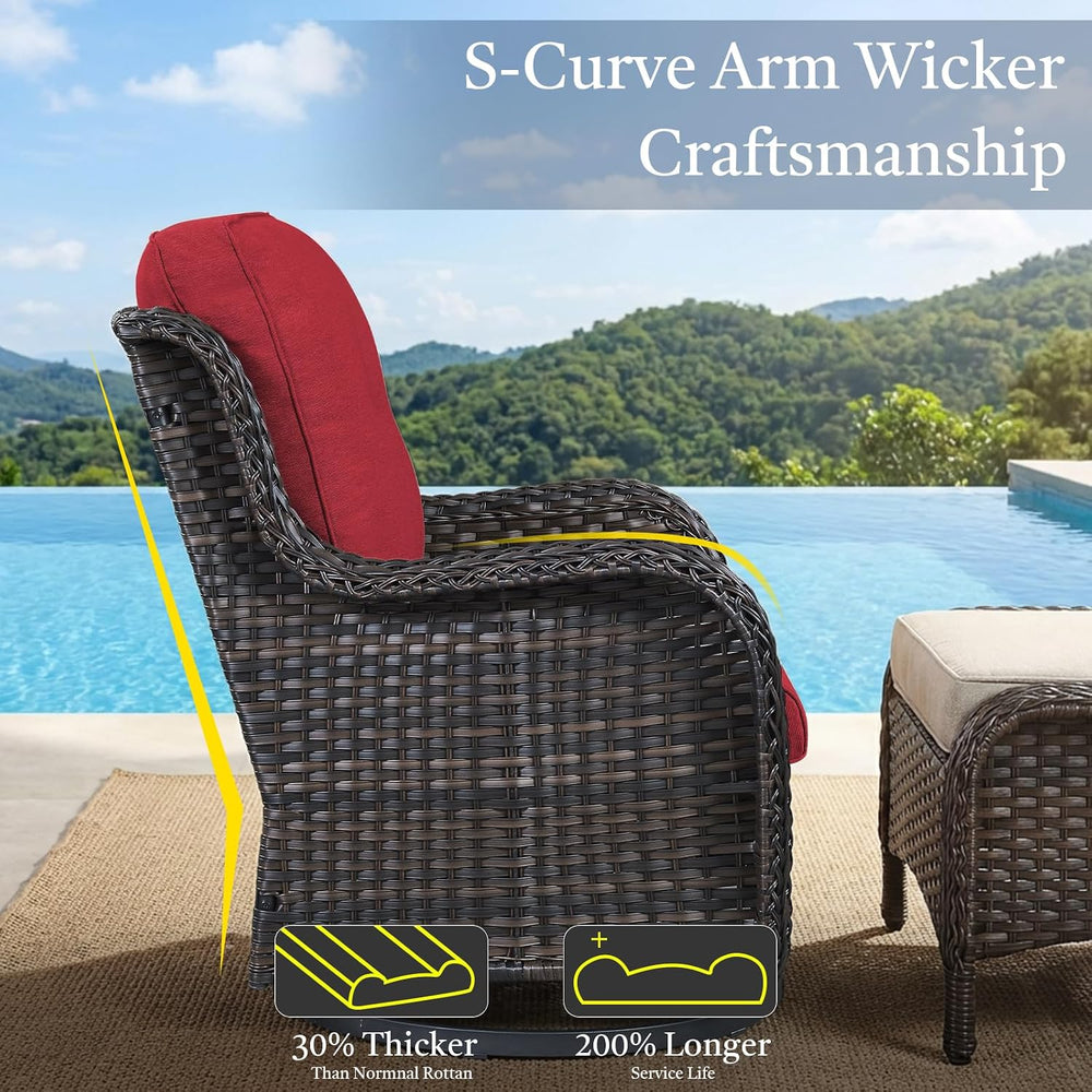 6 Piece Patio Furniture Set with Ottoman - All Weather Patio Conversation Set...