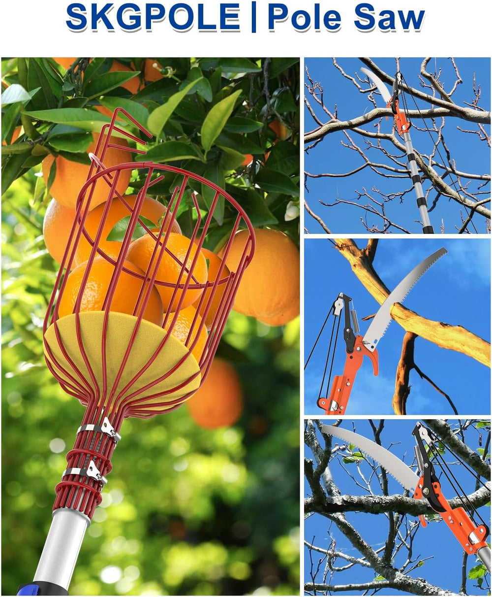 26FT Reach Pole Saw, Telescoping Tree Trimmer with 5-20FT Extension Pole, Sha...