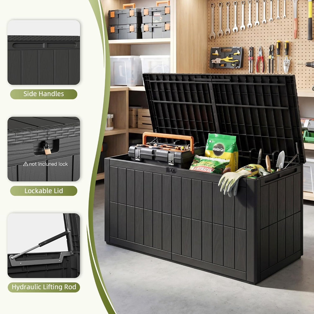 120 Gallon Deck Box Outdoor Storage Box Storage Container Package Delivery Bo...