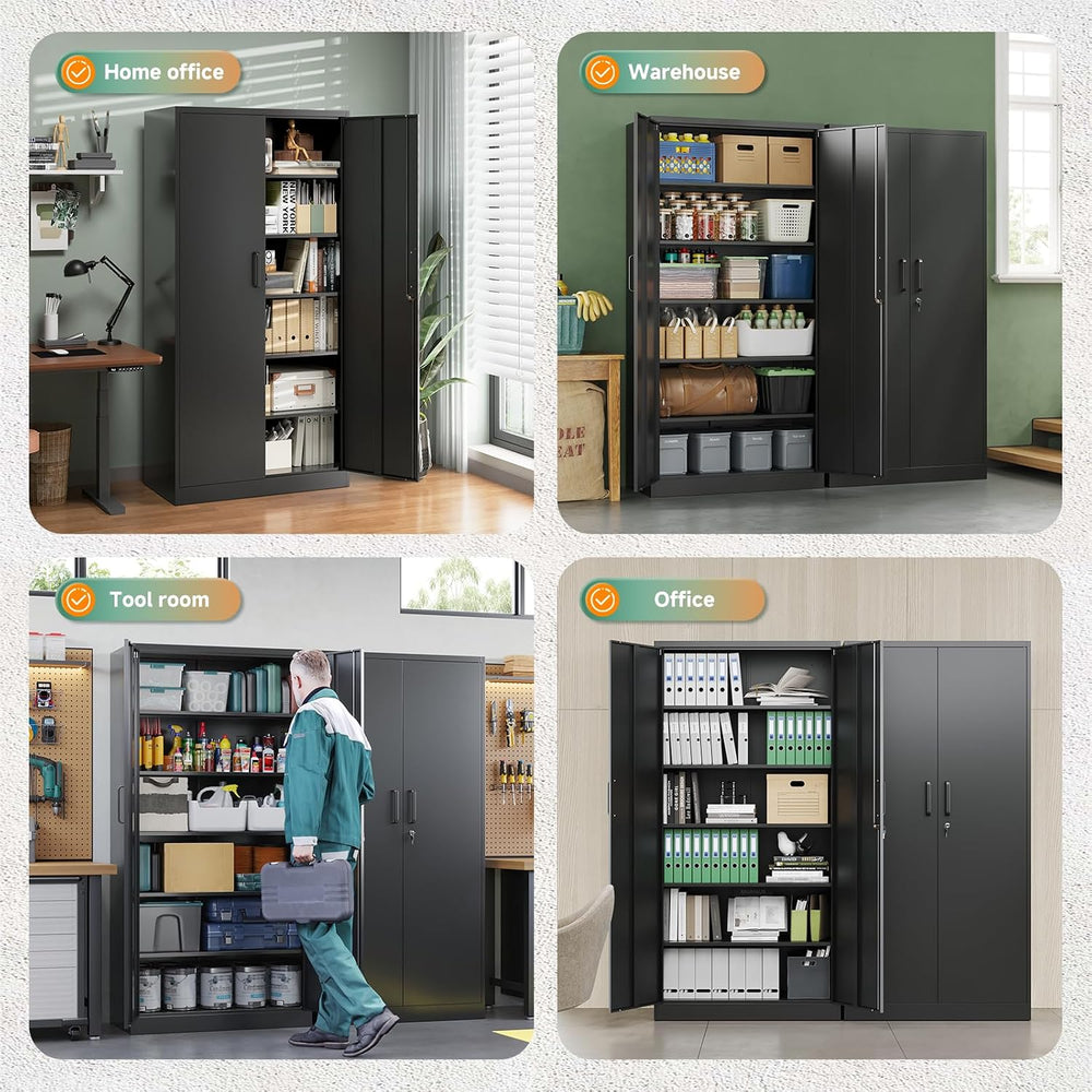 Letaya Metal Garage Storage Cabinets with Lock-72 Tall Tool Organizer Steel L...