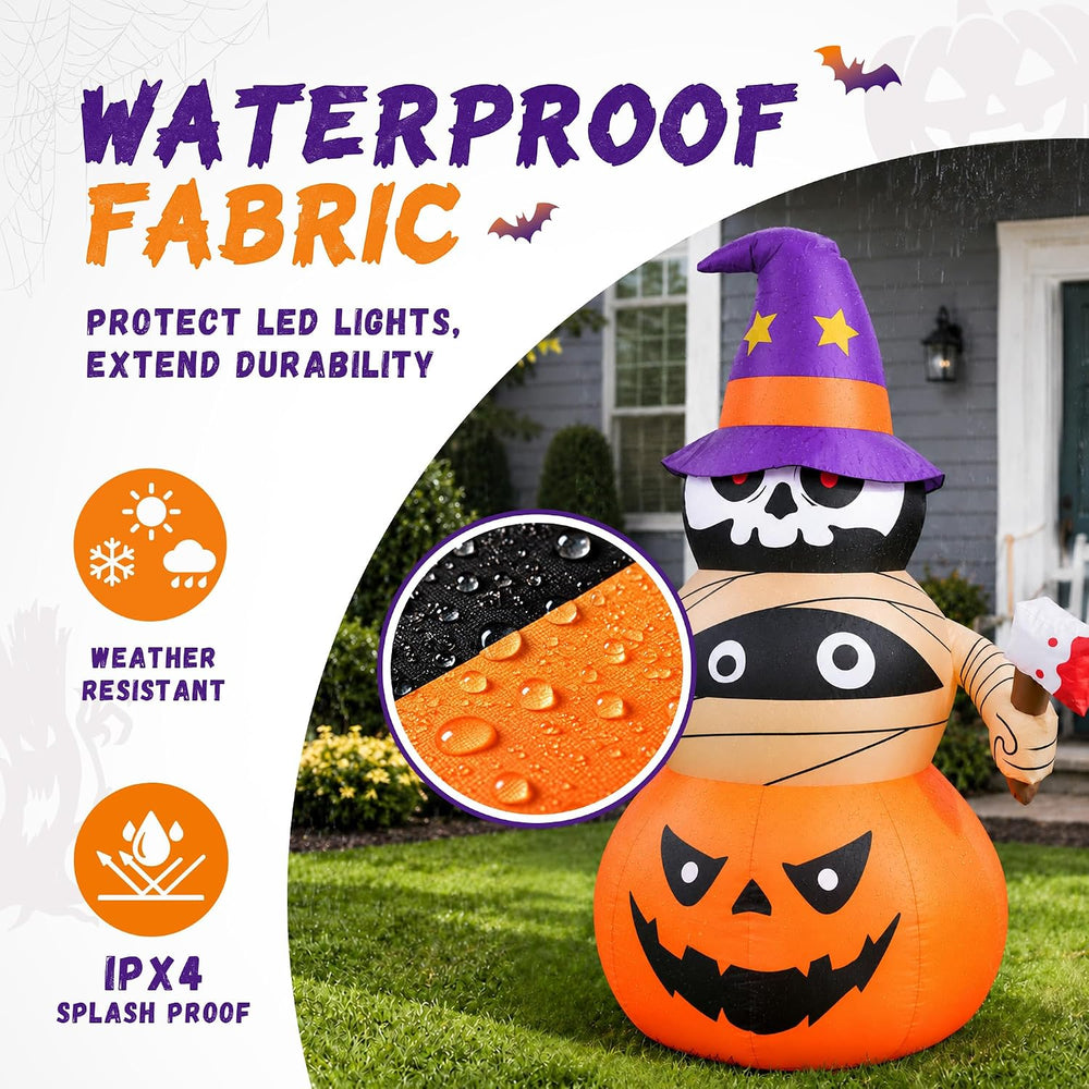 4FT Inflatable Halloween Decoration Outdoor Blow Pumpkin Stacker Yard Decor