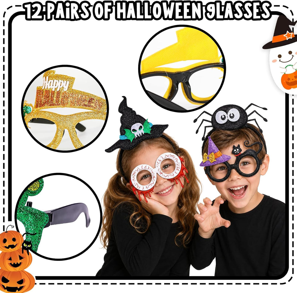 MGparty 24PCS Halloween Headbands and Glasses Frame Set Party Favor