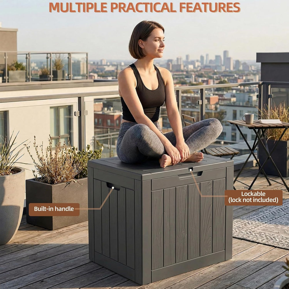 Outdoor Storage Box 35 Gallon Deck Box, Waterproof Resin