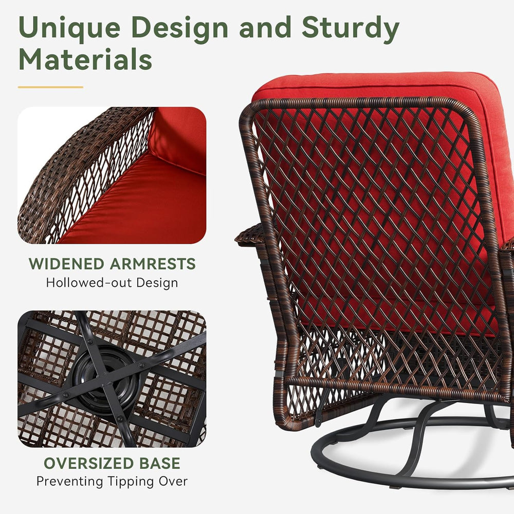 Aoxun 3 Pieces Patio Furniture Set, Patio Swivel Rocker Chairs Set of 2, Wick...