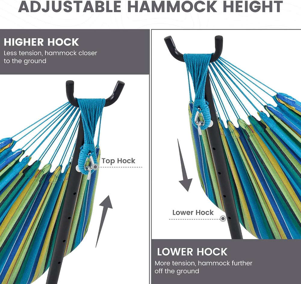 Lazy Daze Hammocks Double Hammock with 9FT Space Saving Steel Stand Includes ...