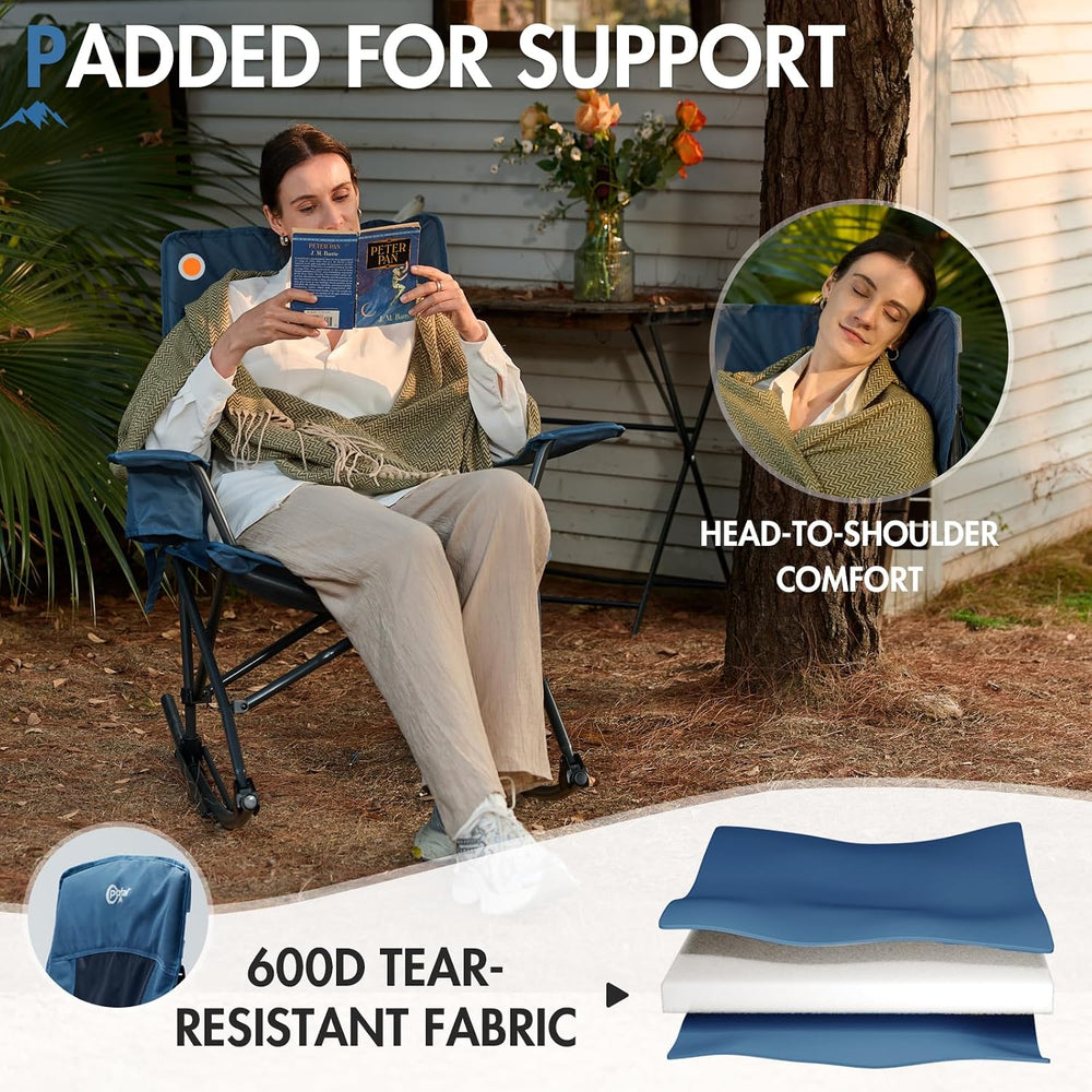 Portal Folding Outdoor Rocking Camping Chair, 350LBS Portable Rocker