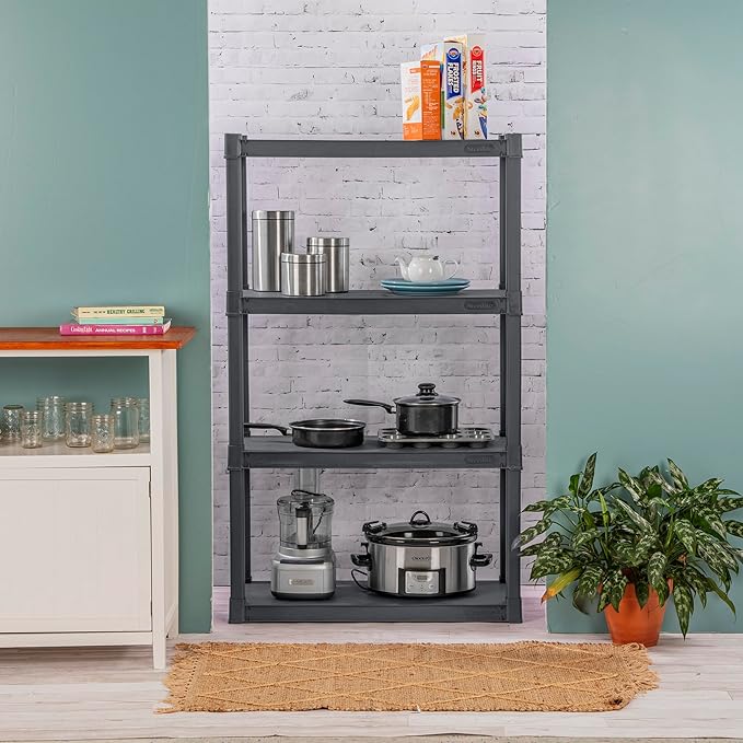 Sterilite 4-Pack 4 Shelf Unit, Heavy-Duty Shelving Storage and Utility Rack -...