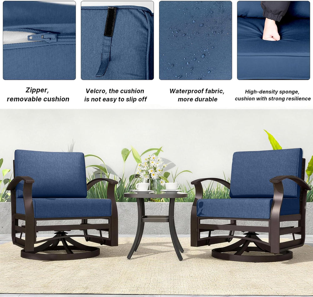 Kurapika 3 Pieces Patio Furniture Set, Outdoor Aluminum Swivel Gliders Rocker...